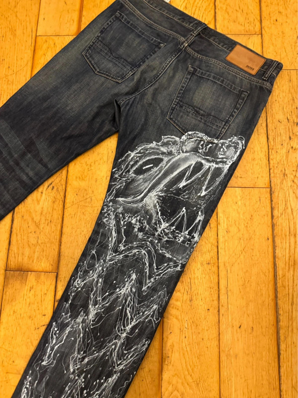 Custom painted dragon Hugo boss jeans