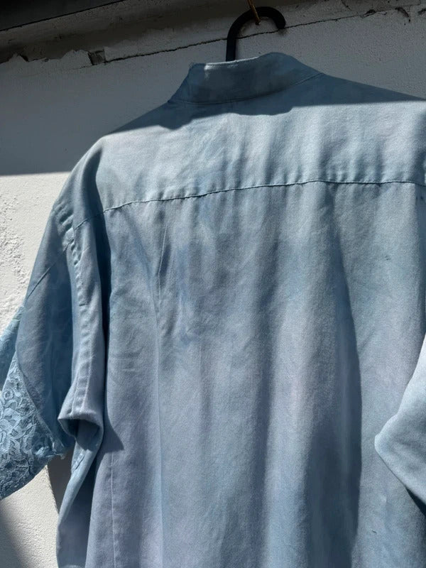Revivvd Custom Bird Appliqué Lace Shirt