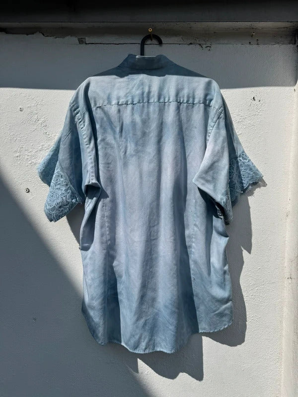 Revivvd Custom Bird Appliqué Lace Shirt